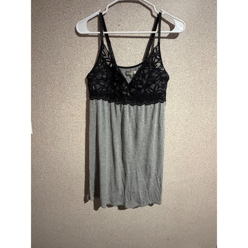 Daisy Fuentes Gray Lace Trim Chemise Nightgown Sleep Dress Women Size Large
